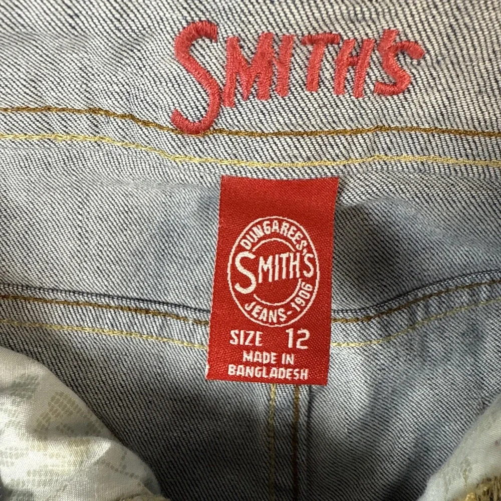 Smiths Dungarees Capri Jeans Women Size 12 Blue Denim Crop Stretch Coastal Vacay - Picture 9 of 13